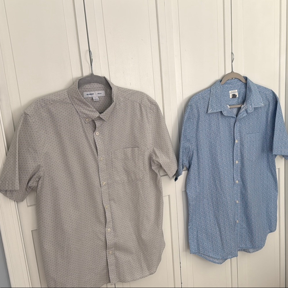 Old Navy Casual Button Down Shirts in Blue and Gray